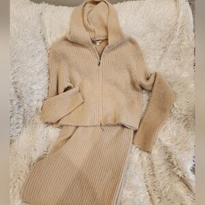 Gianni Bini Tan Hooded Cardigan Ans Wide Leg Pant Set